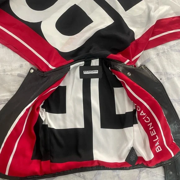 Balenciaga authentic leather scarf moto biker jacket